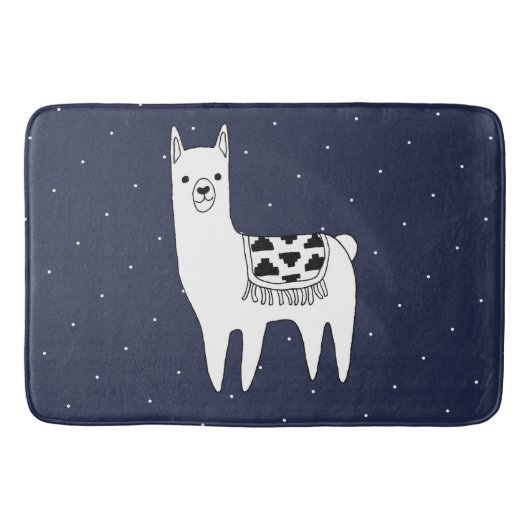 Trendy Llama Sketch & White Stippen Badmat (Voorkant)