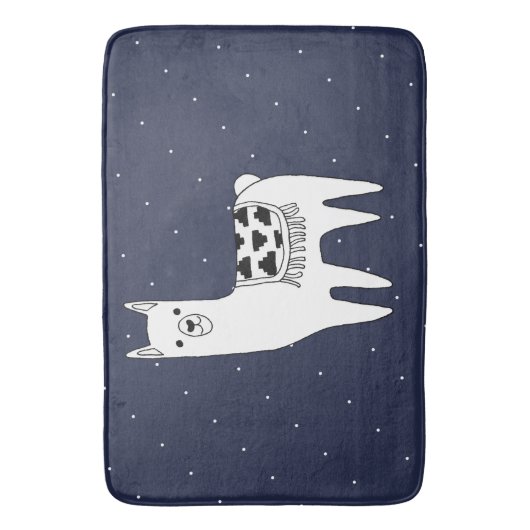 Trendy Llama Sketch & White Stippen Badmat (Voorkant Verticaal)