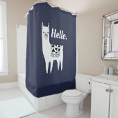 Trendy Llama Sketch & White Stippen Hallo Douchegordijn (In situ)