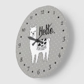 Trendy Llama Sketch & White Stippen Hallo Grote Klok (Hoek)
