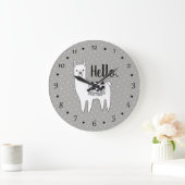 Trendy Llama Sketch & White Stippen Hallo Grote Klok (Huis)