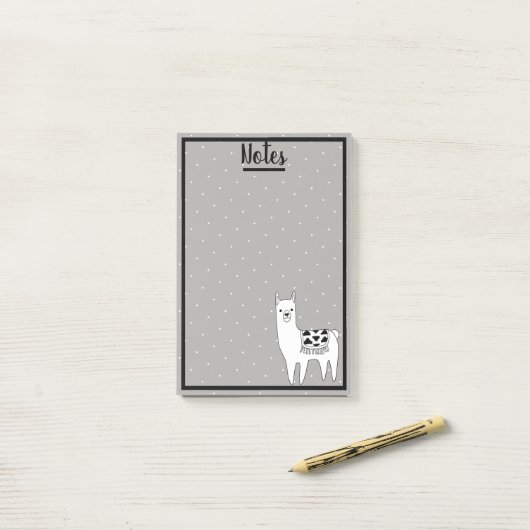 Trendy Llama Sketch & White Stippen Post-it® Notes (Op bureau)