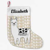 Trendy Llama & Trees Name in Script Kleine Kerstsok (Voorkant)
