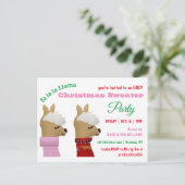 Trendy Llama - Uitnodiging voor kerstfeestdagen (Staand voorkant)