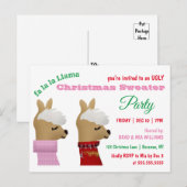 Trendy Llama - Uitnodiging voor kerstfeestdagen (Voorkant / Achterkant)