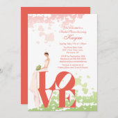 Trendy Love Bride Vrijgezellenfeest Invite Kaart (Voorkant / Achterkant)