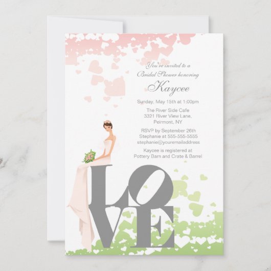 Trendy Love Bride Vrijgezellenfeest Invite Kaart (Voorkant)