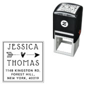 Trendy Love Heart & Arrow Custom Name & Address Zelfinktende Stempel (In situ)