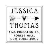 Trendy Love Heart & Arrow Custom Name & Address Zelfinktende Stempel (Design)