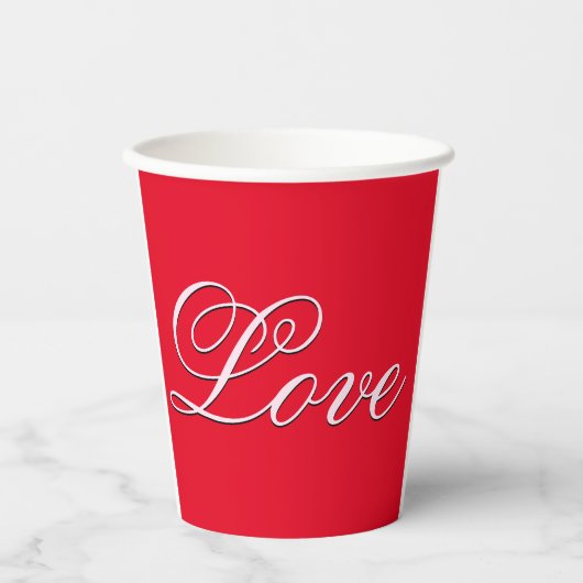 Trendy Love Huwelijk Calligrafie Script Rood Papieren Bekers (Voorkant)