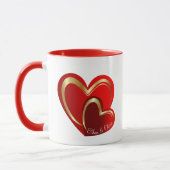 Trendy Love Red Hearts Personalized Wedding Gift Mok (Links)