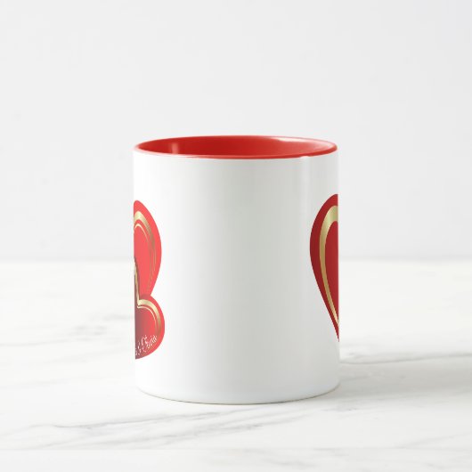Trendy Love Red Hearts Personalized Wedding Gift Mok (Midden)