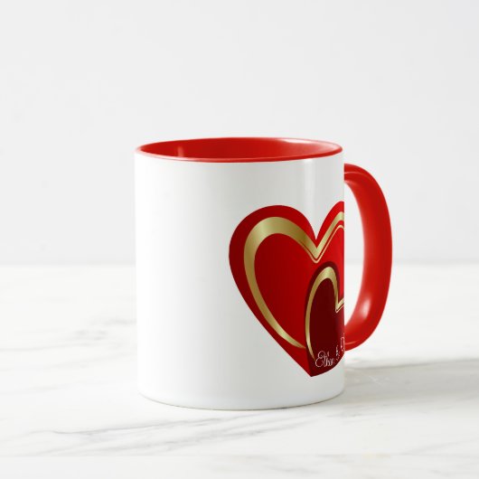 Trendy Love Red Hearts Personalized Wedding Gift Mok (Voorkant rechts)