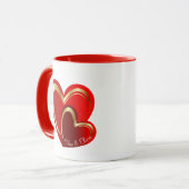 Trendy Love Red Hearts Personalized Wedding Gift Mok (Voorkant links)