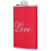 Trendy Love Trouwkaart Calligrafie Script Rood Heupfles (Links)