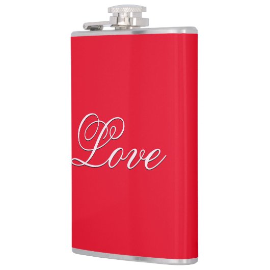 Trendy Love Trouwkalender Calligrafie Script Rood Heupfles (Links)