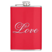 Trendy Love Trouwkalender Calligrafie Script Rood Heupfles (Voorkant)