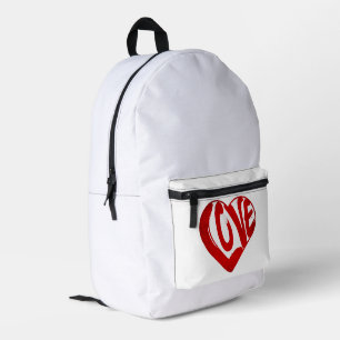 Trendy Love Typografie Rood En Wit Bedrukte Rugzak