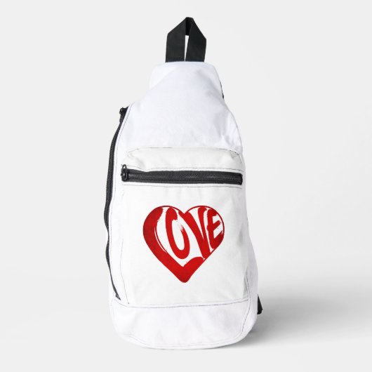 Trendy Love Typografie Rood En Wit Sling Bag (Voorkant)