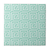Trendy Lucite Green en White Greek Key Pattern Tegeltje (Voorkant)