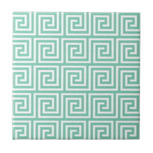 Trendy Lucite Green en White Greek Key Pattern Tegeltje