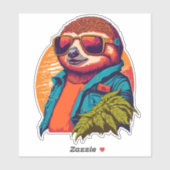 Trendy luiaard met Retro Style Sticker (Vel)