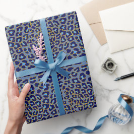 Trendy luipaard blauw dier print cadeaupapier