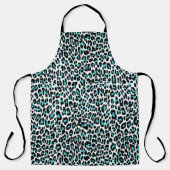 Trendy Luipaard/Cheetah Patroon Blauwgroen Zwart Schort (Voorkant)
