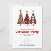 Trendy luipaard en buffel kerstboom uitnodiging (Voorkant)