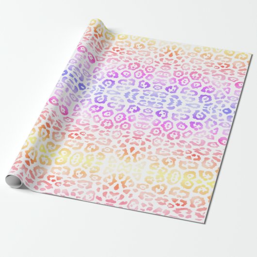Trendy luipaard print regenboog gradiënt patroon cadeaupapier (Uitgerold)