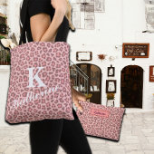 Trendy Luipaardprint met eigen naam & initiaal Tote Bag