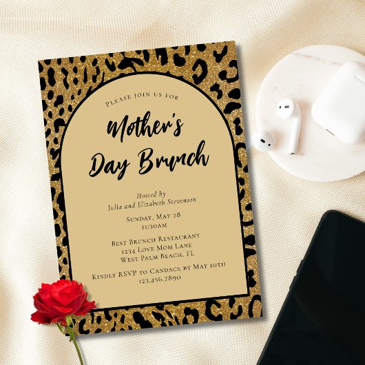 Trendy Luipaardprint Moderne Moederdag Brunch Kaart