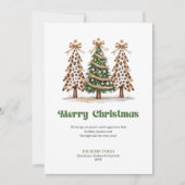 Trendy Luipaardprint Watercolor Kerstboom Feestdagenkaart (Voorkant)