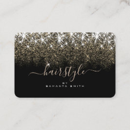 Trendy Luminous Gold Glitter Stars Hair Stylist Visitekaartje
