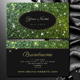 Trendy Luminous Green Glitter Glam Stars Elegant Visitekaartje
