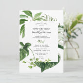 Trendy Lush Waterverf Tropical Greenery Wedding Kaart (Staand voorkant)