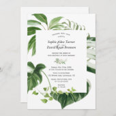 Trendy Lush Waterverf Tropical Greenery Wedding Kaart (Voorkant / Achterkant)