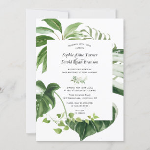 Trendy Lush Waterverf Tropical Greenery Wedding Kaart