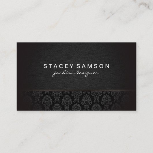 Trendy Luxe Denim met stijlvol Damaserpatroon Visitekaartje (Voorkant)