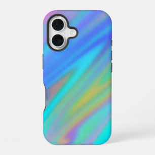 Trendy luxe groen blauw paars namaak holografisch iPhone 16 hoesje