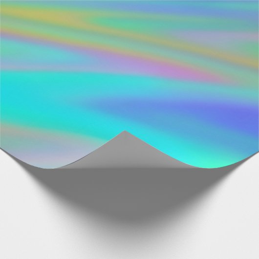 Trendy luxe groen blauw paarse faux holografisch cadeaupapier (Hoek)