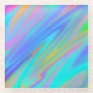 Trendy luxe groen blauw paarse faux holografisch glazen onderzetter