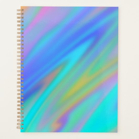 Trendy luxe groen blauw paarse faux holografisch planner (Voorkant)