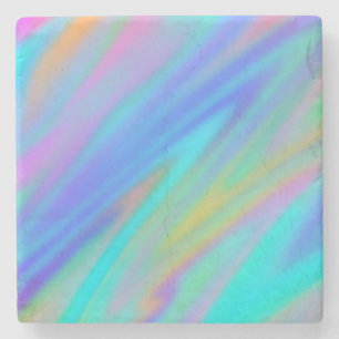 Trendy luxe groen blauw paarse faux holografisch stenen onderzetter