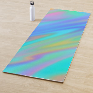 Trendy luxe groen blauw paarse faux holografisch yogamat