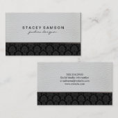 Trendy Luxe-leder met stijlvol Damask-patroon Visitekaartje (Voorkant / Achterkant)