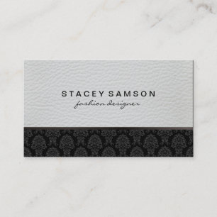Trendy Luxe-leder met stijlvol Damask-patroon Visitekaartje