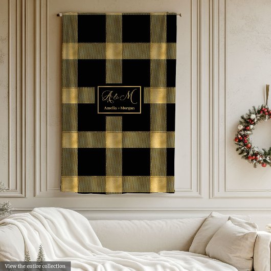 Trendy Luxurious Black Gold Modern Throw Blanket Fleece Deken