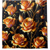 Trendy Luxury Big Gold Roos Collectie Douchegordijn (Voorkant)