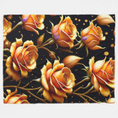 Trendy Luxury Big Gold Roos Collectie Fleece Deken (Voorkant (Horizontaal))